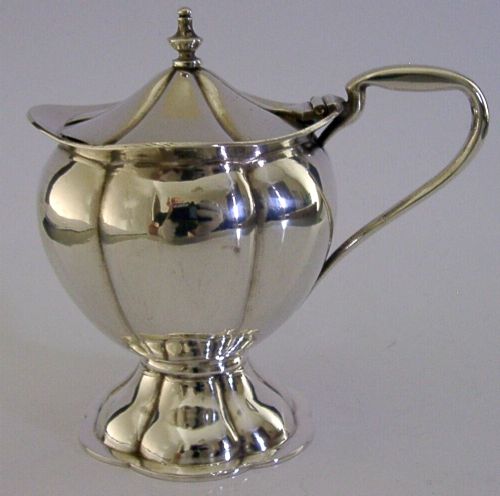 Art Nouveau 130g Sterling Silver Mustard Pot 1911 Heavy English Antique