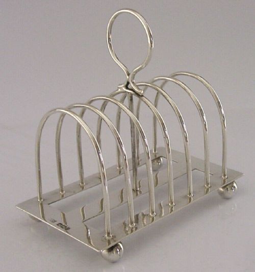 Beautiful English Sterling Silver 6 Slice Toast Rack 1892 Antique Mappin &Webb