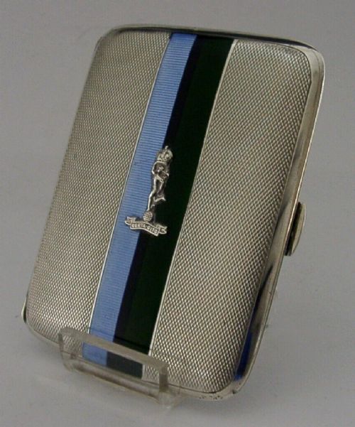 Rare Sterling Silver Enamel Royal Corps of Signals Cigarette Case 1934 Military