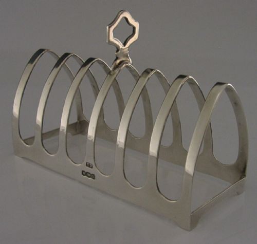 English Solid Sterling Silver Six Slice Toast Rack 1955 Sheffield 74g