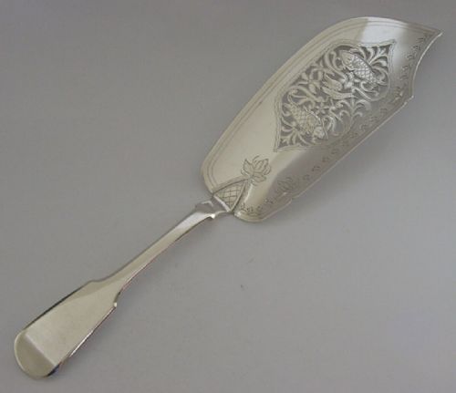 English Fish Bird Victorian Sterling Silver Fish Slice Server 1846 114g