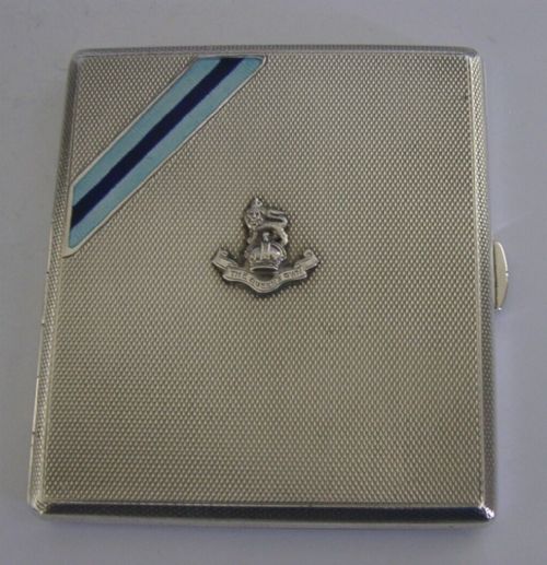 Rare Sterling Silver Enamel Queens Own Regiment Cigarette Case 1934 Military