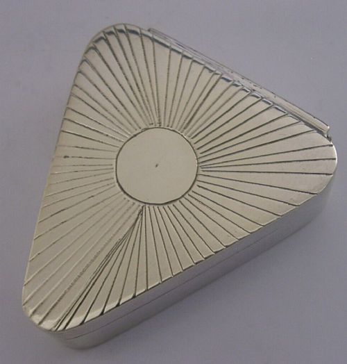 VERY STYLISH SOLID SILVER TRIANGLULAR BOX c1940 ART DECO