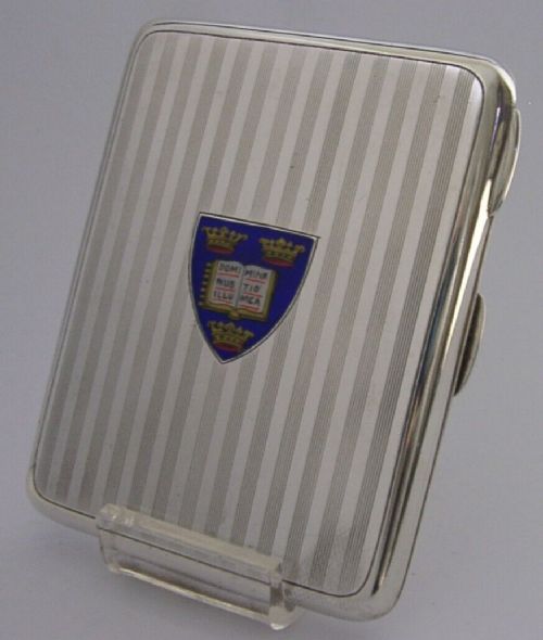 Rare English Oxford University Sterling Silver Enamel Cigarette Case 1938 109g
