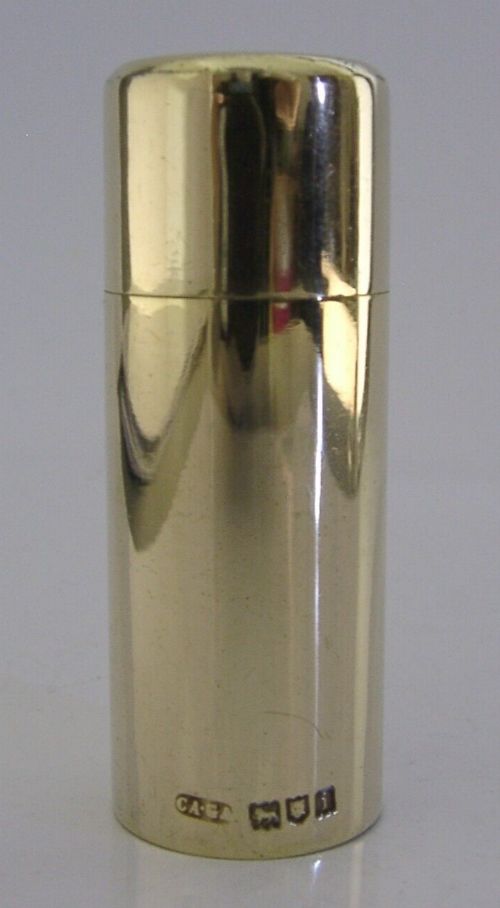 Asprey English Solid Sterling Silver Gilt Box Tube 1904 Antique 40g Superb