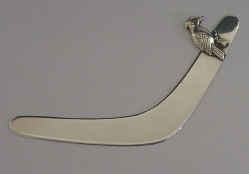 Superb Australian Sterling Silver Boomerang Letter Opener C1920 Antique