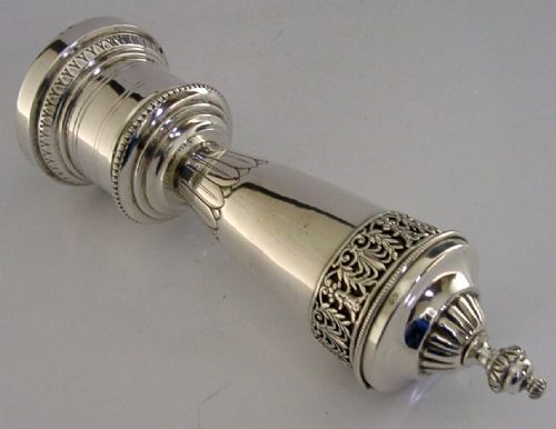 Huge Italian 800 Solid Silver Pepper Mill Grinder Pot Antique C1920 7.5inch 275g