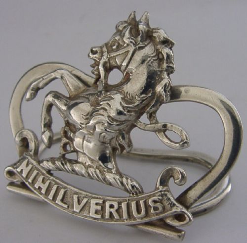 Rare Scottish Sterling Silver Weir Family Crest Menu Holder 1896 Antique