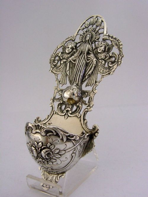 Stunning Sterling Silver Holy Water Wall Font Antique C1940 Religious 5.75inch