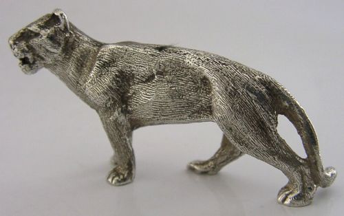 Superb Heavy 50g English Solid Cast Sterling Silver Lioness Figure 1969 Animal