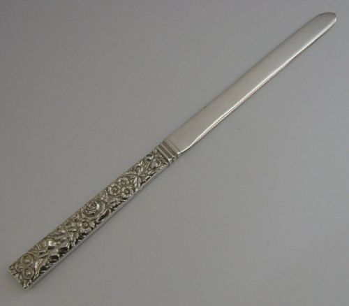 American Antique S Kirk Coin Solid Silver Repousse Letter Opener C1900 64g