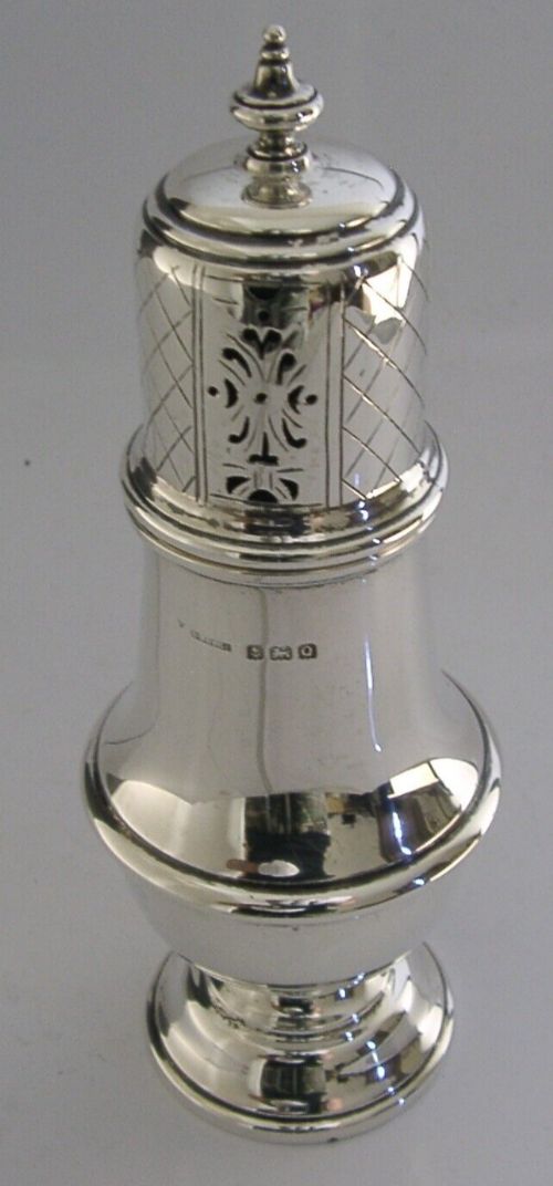 HEAVY 124g ENGLISH SOLID STERLING SILVER SUGAR CASTER SHAKER 1940 ART DECO