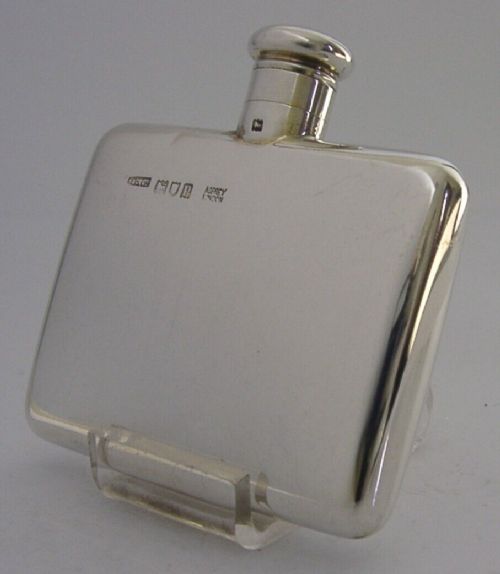 English Asprey Antique Sterling Silver Spirit Hip Flask 1910 Hunting Shooting