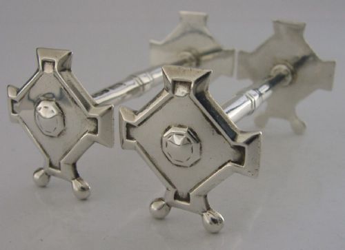 Super Pair of Art Deco English Solid Sterling Silver Cutlery Rests 1926 Antique 112g
