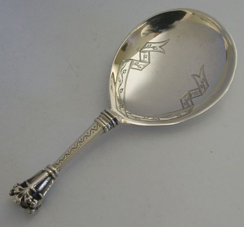 NORWEGIAN SOLID SILVER BAPTISM SPOON c1900 MARIUS HAMMER NORWAY ANTIQUE