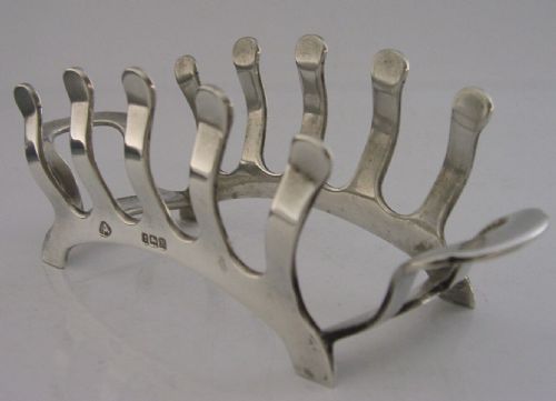 Superb English Sterling Silver Toast Rack 1936 Antique 72g Art Deco Unusual
