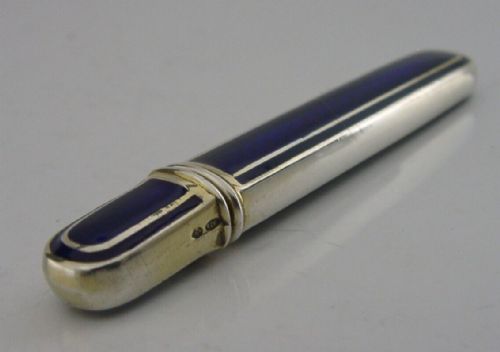 Stunning Antique Solid Silver Enamel Needle Case 1927 Sewing Needlework