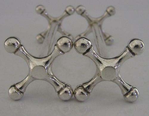 Pair of Heavy 108g English Solid Sterling Silver Large Cutlery Rests 1915 Antique