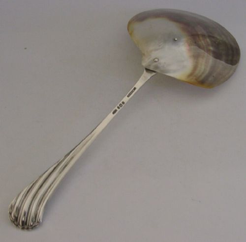 Large English Sterling Silver Mother of Pearl Server 1896 Antique 106g