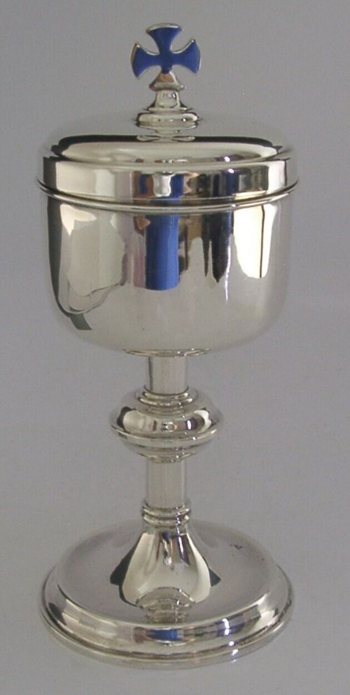 Large 220g Sterling Silver Lidded Holy Communion Chalice Goblet 1914 Religious