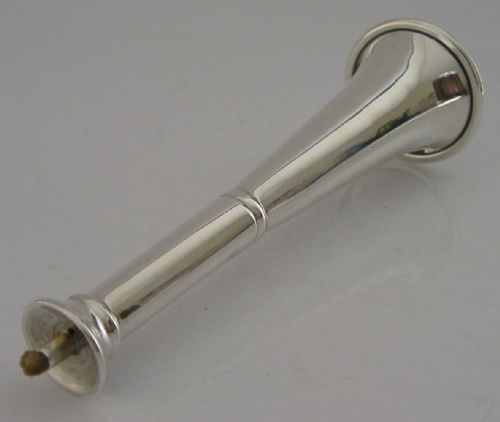 Rare Sterling Silver Fox Hunting Horn Cigar Table Lighter 1897 Antique