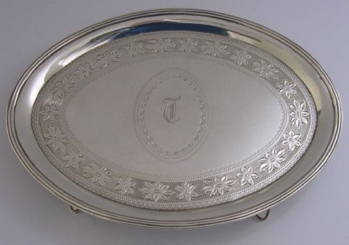 English Georgian Solid Sterling Silver Tea Pot Stand Tray 1787 Antique