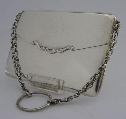 Beautiful English Solid Silver Ladies Card Case 1919 Antique Art Deco 83g