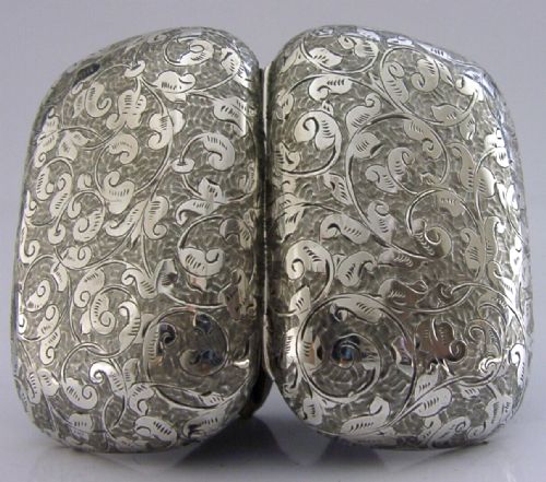Beautiful English Victorian Solid Sterling Silver Purse 1885 Antique 40g