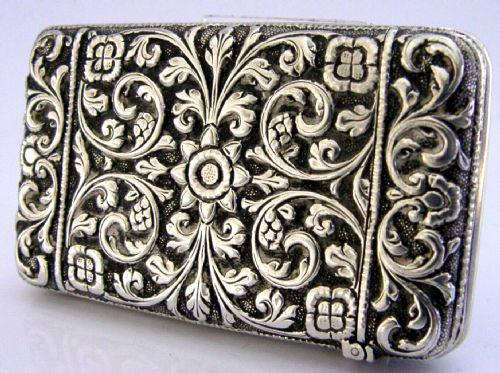 Wonderful Indian Solid Silver Card Case C1890 Antique Heavy 91g