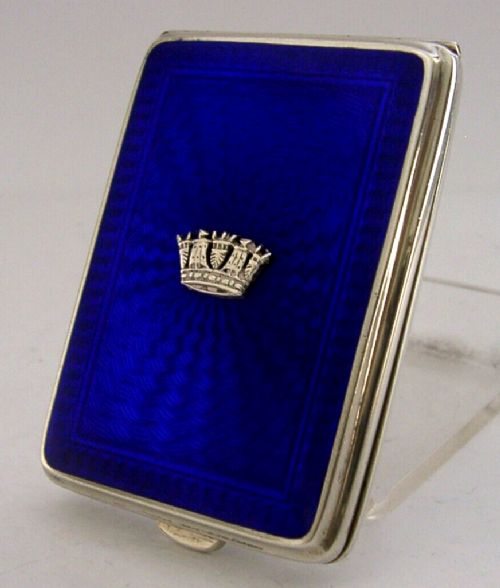 Royal Navy Sterling Silver Enamel Vesta Matchbook Case 1930 Antique Naval