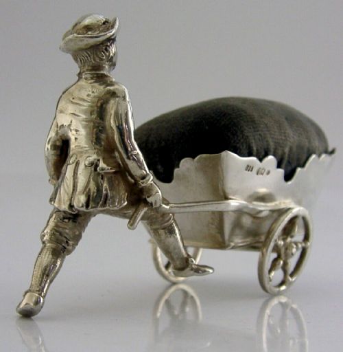 Very Rare Antique Solid Silver Pin Cushion C1900 Needlework Sewing Superb 84g