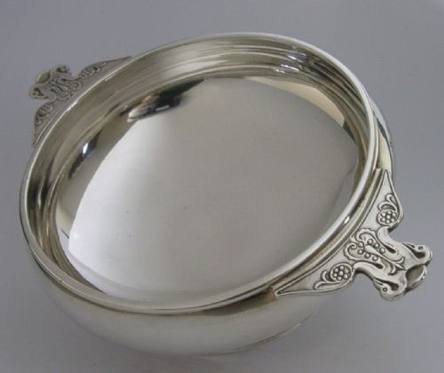 Very Heavy 224g Sterling Silver Bird Handled Quaich Bowl 1929 Antique Mint