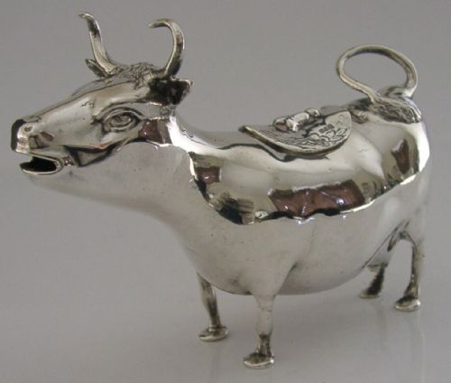 Rare Solid Sterling Silver Cow Creamer Cream Jug 1904 Antique 178g Hanau