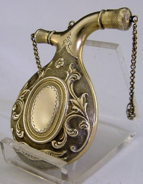 Rare French Solid Silver Gilt Holy Lourdes Water Bottle C1900 Antique Religious