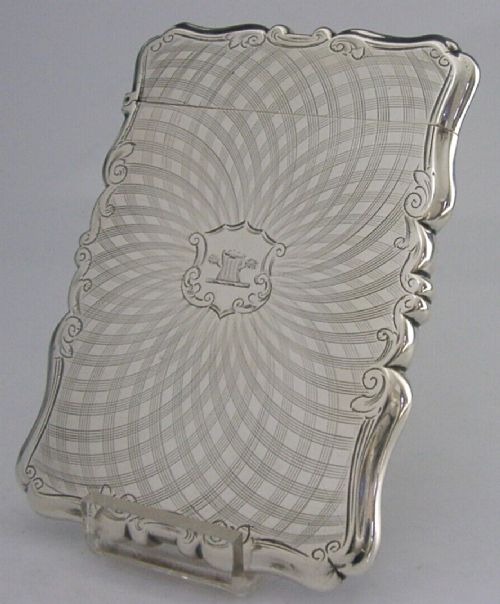 Nathanial Mills English Silver Lawrie Family Crest Card Case 1844 Antique 70g