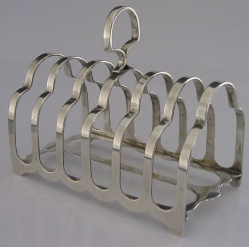 Beautiful Heavy 123g English Sterling Silver Six Slice Toast Rack 1932 Art Deco