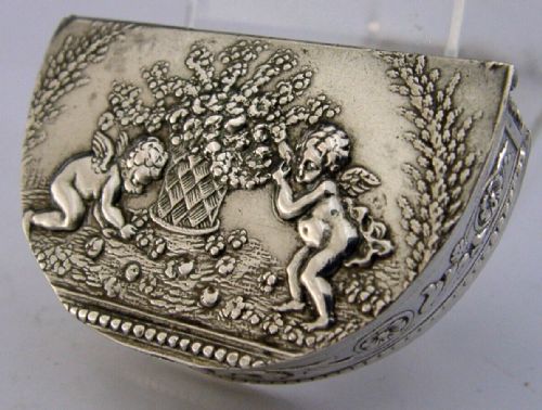Pretty German Hanau Solid Silver Cherub Box C1890 Antique