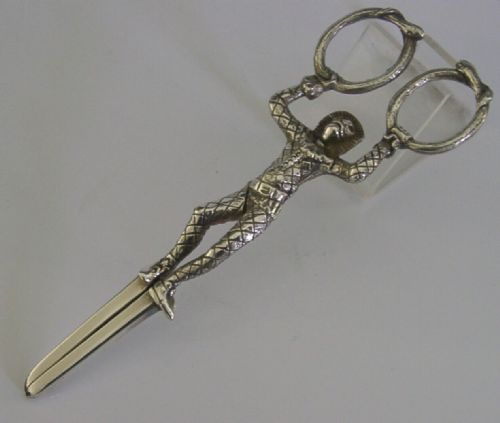 Rare Solid Sterling Silver Harlequin Grape Scissors Shears 1882 Antique