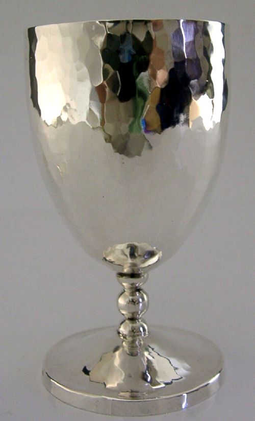 BEAUTIFUL SOLID STERLING SILVER PLANNISHED WINE GOBLET c1960 BARWARE 112g
