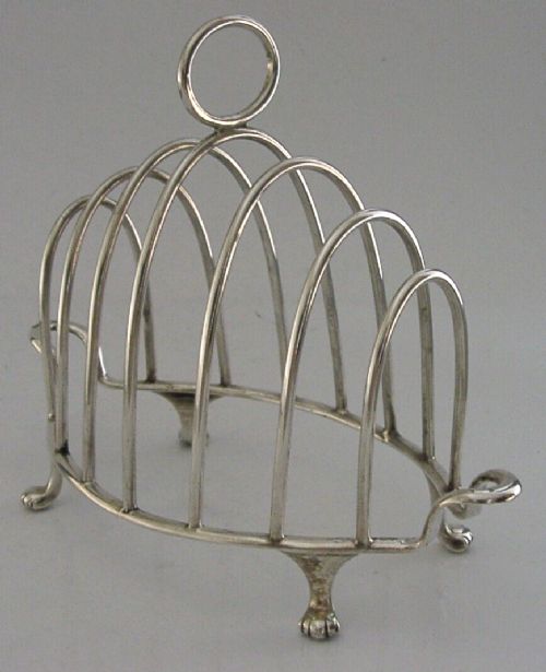 ELEGANT ENGLISH STERLING SILVER SIX SLICE TOAST RACK 1926 ANTIQUE 132g