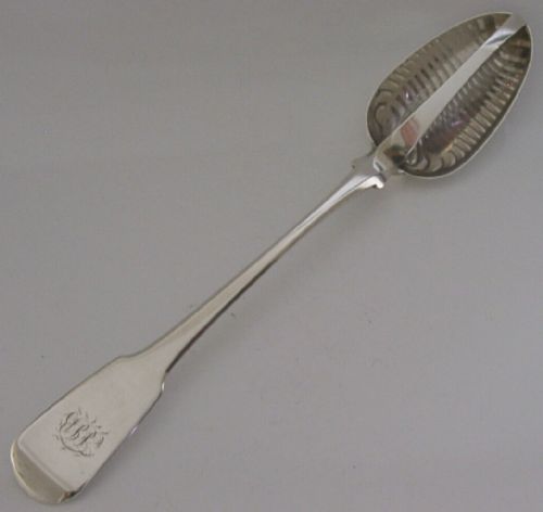 Rare Georgian Sterling Silver Serving Basting Strainer Spoon 1805 Antique 154g