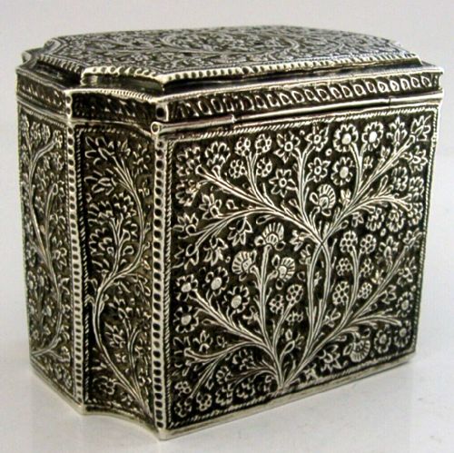 Beautiful Indian Solid Silver Tea Caddy Box C1900 Antique 192g