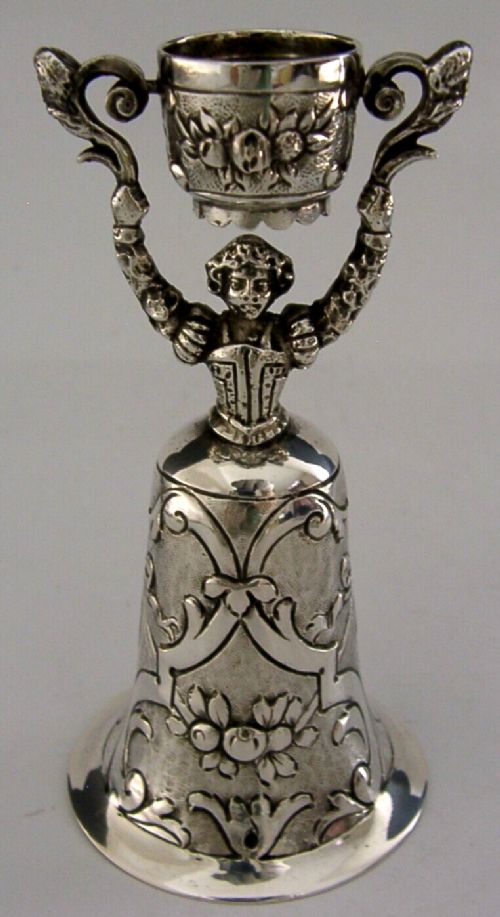 SUPERB RARE SOLID SILVER WAGER or MARRIAGE CUP c1900 ANTIQUE 58g UNUSUAL