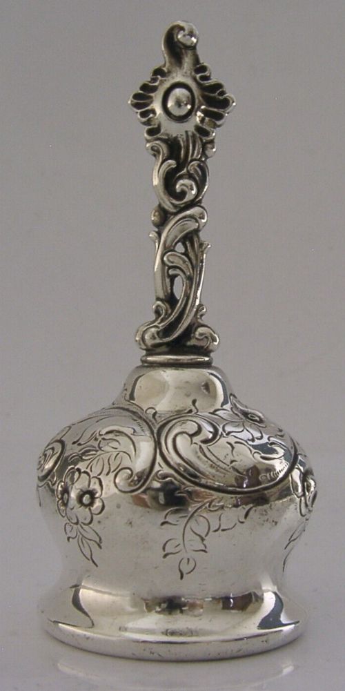HEAVY 114g AMERICAN STERLING SILVER TABLE DESK RECEPTION BAR BELL c1900 ANTIQUE