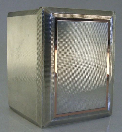 RARE TRICK SLIDE OPENING ENGLISH STERLING SILVER GOLD CIGARETTE CASE 1959 200g