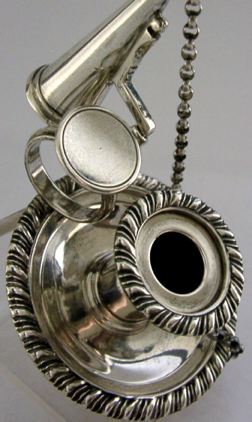 SUPER ENGLISH EDWARDIAN STERLING SILVER CHAMBERSTICK CANDLE SNUFFER 1908 ANTIQUE