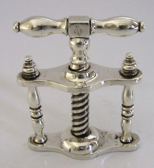 RARE ENGLISH MECHANICAL VICTORIAN SILVER PLATED NUTCRACKER 1891 ANTIQUE 126g