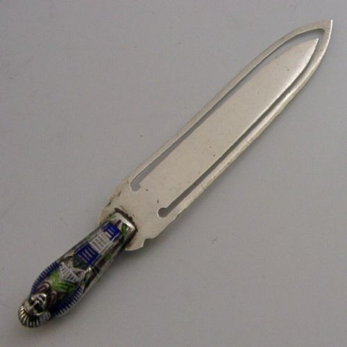 VERY RARE SOLID SILVER ENAMEL EGYPTIAN BOOKMARK PAGE MARKER c1920s ANTIQUE