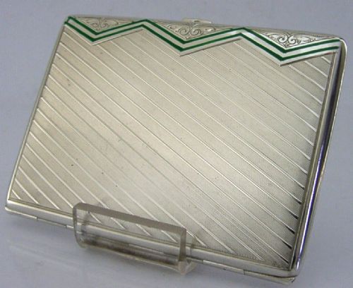 Mint Hungarian Sterling Silver Enamel Cigarette Case C1920-40 Antique Art Deco