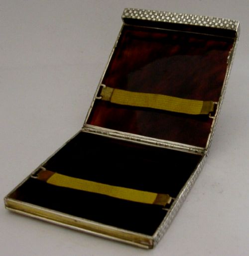 Beautiful Sterling Silver Faux Tortoiseshell Flip Cigarette Case C1920 Antique